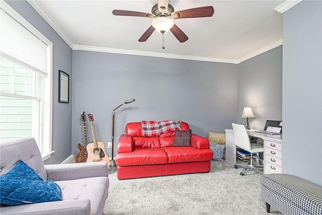 5 Havens Rd, Westerly, RI 02891 - office space featuring crown molding, carpet floors, and a ceiling fan