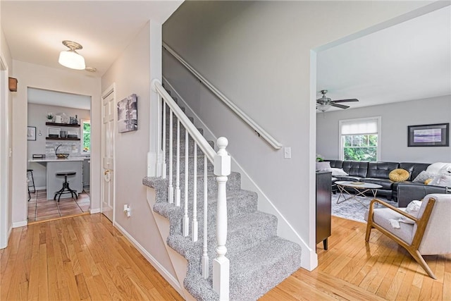 5 Havens Rd, Westerly, RI 02891 - stairs featuring wood-type flooring and a ceiling fan