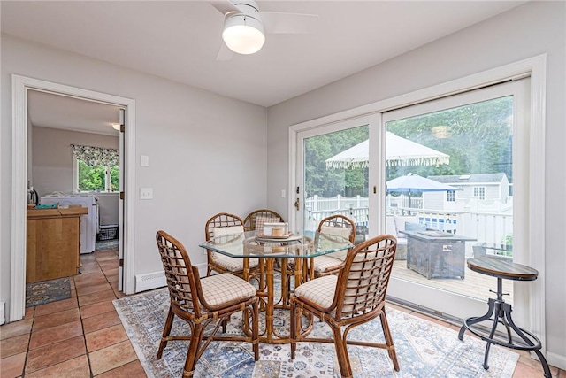 5 Havens Rd, Westerly, RI 02891 - dining room with a ceiling fan and light tile patterned flooring