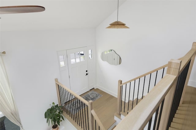 193 Mohawk Trl, Cranston, RI 02921 - entryway featuring wood finished floors and lofted ceiling