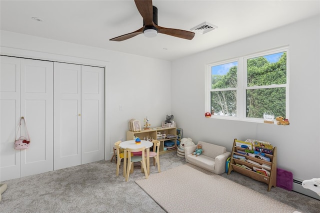193 Mohawk Trl, Cranston, RI 02921 - game room with carpet floors and a ceiling fan
