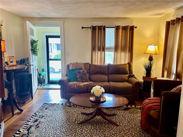 27 Highland St, Cranston, RI 02920 - living area with plenty of natural light, wood finished floors, and a textured ceiling