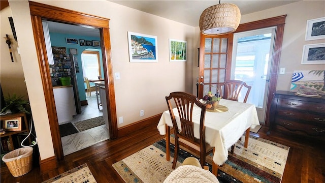 788 Cass Ave, Woonsocket, RI 02895 - dining space with dark wood-style floors and baseboards