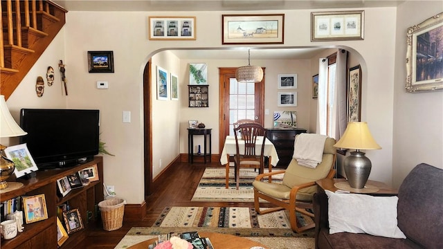 788 Cass Ave, Woonsocket, RI 02895 - living room featuring arched walkways and wood finished floors