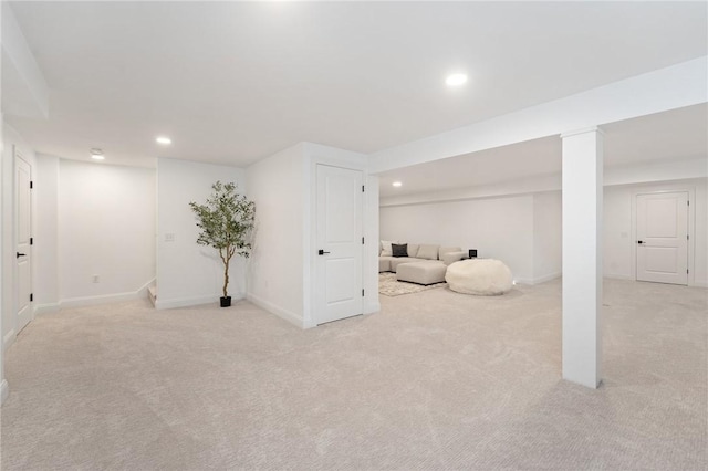 3 Kelsey Eden Way, Cumberland, RI 02864 - finished basement featuring light colored carpet, recessed lighting, and stairway