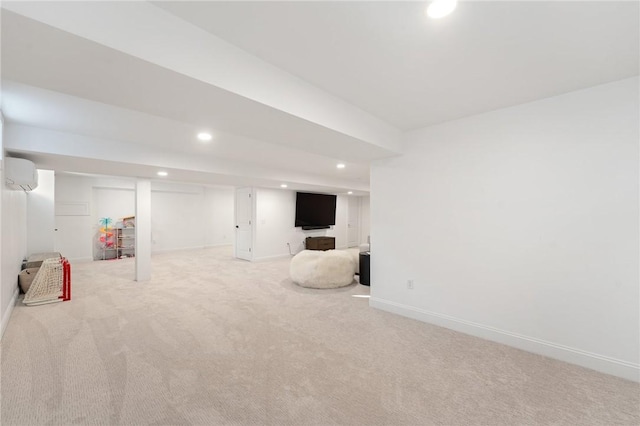 3 Kelsey Eden Way, Cumberland, RI 02864 - finished below grade area featuring recessed lighting, a wall mounted air conditioner, and light colored carpet