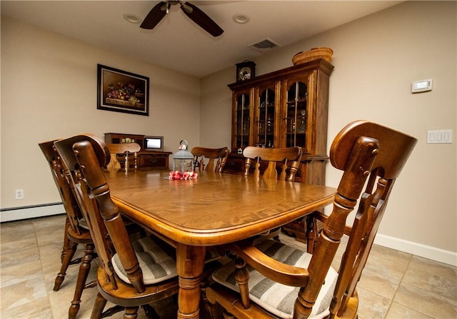 136 Woodward Rd, Providence, RI 02904 - dining room featuring ceiling fan and baseboard heating