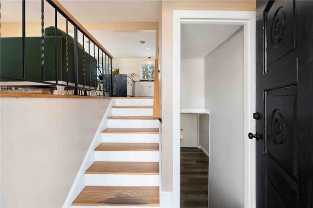 6 Flanders St, Johnston, RI 02919 - staircase with wood finished floors and baseboards