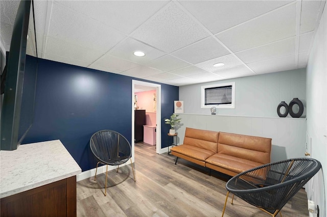 6 Flanders St, Johnston, RI 02919 - living area featuring a drop ceiling, wood finished floors, and recessed lighting