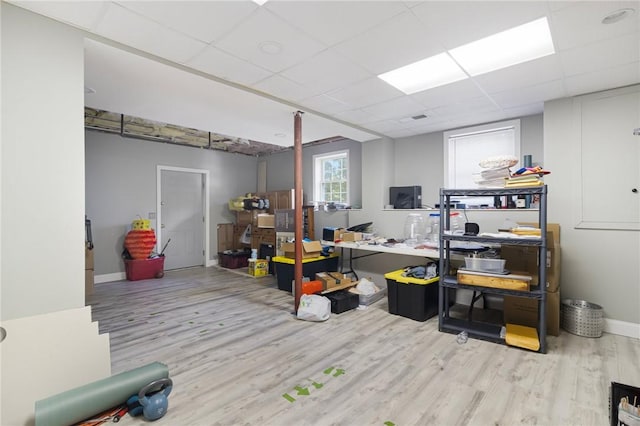 29 Gilcrest Dr, West Warwick, RI 02893 - basement with wood finished floors and a paneled ceiling