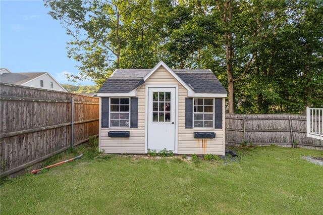 29 Gilcrest Dr, West Warwick, RI 02893 - view of shed with a fenced backyard