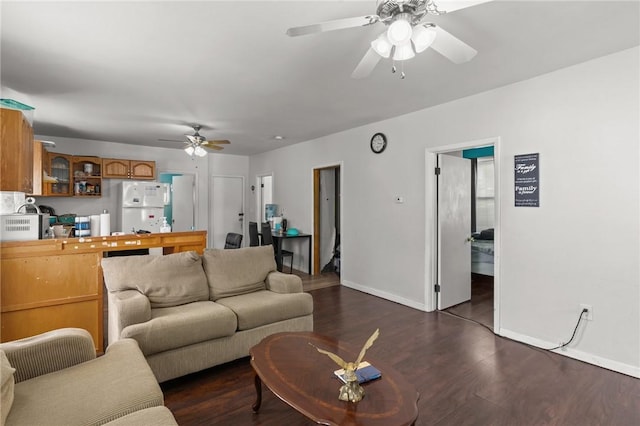 18 Ortoleva Dr, Providence, RI 02909 - living room featuring ceiling fan and dark wood-style flooring