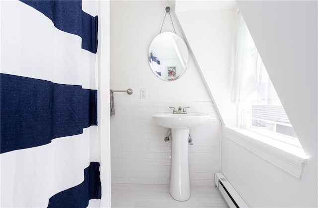 6 Pond Ave, Newport, RI 02840 - full bathroom with tile walls and a wainscoted wall