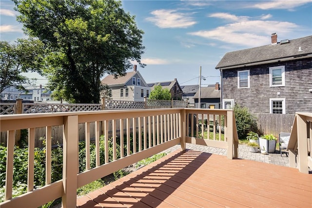 6 Pond Ave, Newport, RI 02840 - wooden terrace with a fenced backyard and a residential view