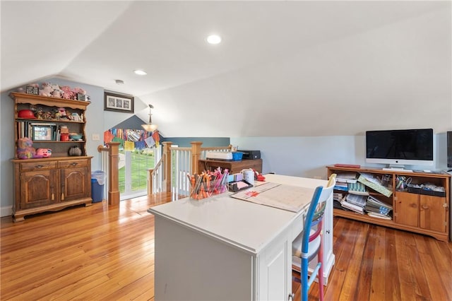 12 Windward Cir, Warwick, RI 02889 - office with lofted ceiling, light wood-type flooring, and recessed lighting