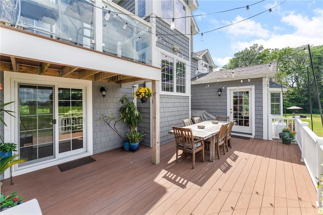 12 Windward Cir, Warwick, RI 02889 - wooden deck with outdoor dining area