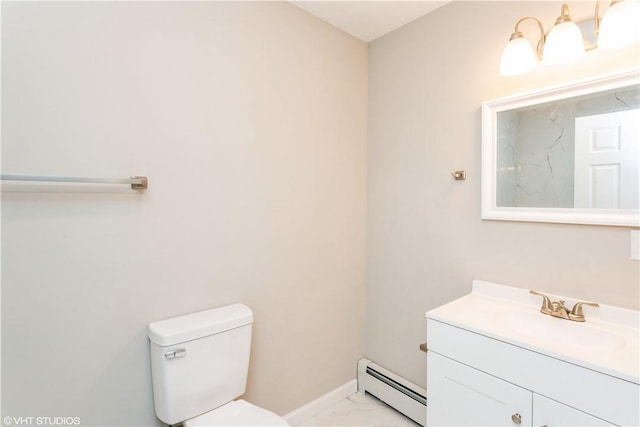 22 T Parker Rd, Foster, RI 02825 - bathroom with a baseboard heating unit, vanity, and marble finish floors