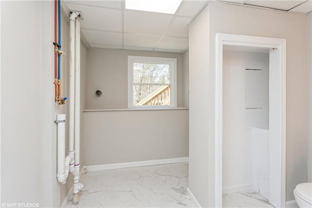 22 T Parker Rd, Foster, RI 02825 - bathroom featuring marble look tiles and a drop ceiling