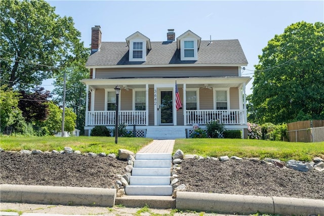 3642 Pawtucket Ave, East Providence, RI 02915 - view of front of property featuring covered porch, a chimney, and a shingled roof