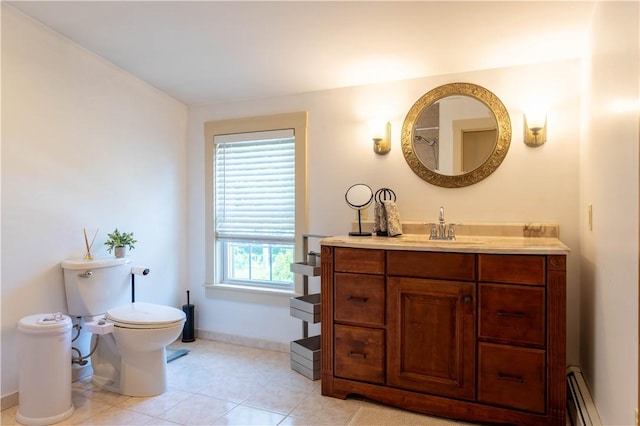 3642 Pawtucket Ave, East Providence, RI 02915 - bathroom featuring a baseboard radiator, vanity, and tile patterned flooring