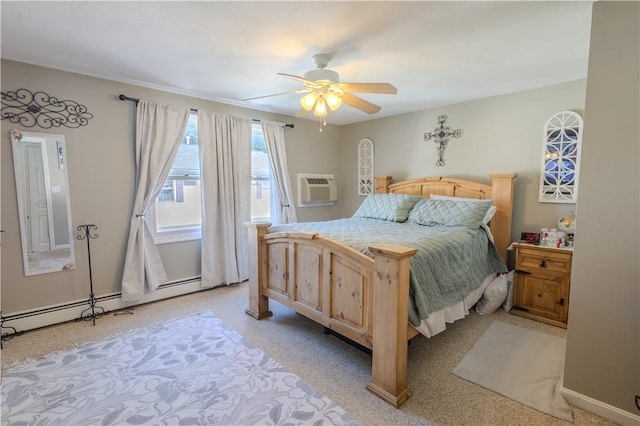 151 Willet Ave Unit 5, East Providence, RI 02915 - bedroom featuring a wall mounted AC, a baseboard radiator, and a ceiling fan