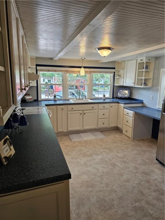 41 Park Ln, Coventry, RI 02816 - kitchen featuring open shelves and decorative light fixtures
