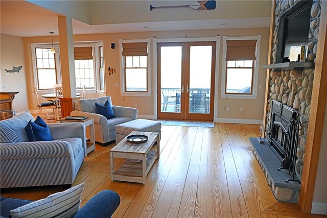 56 Ocean Ridge Dr, Charlestown, RI 02813 - living area featuring light wood-type flooring and french doors