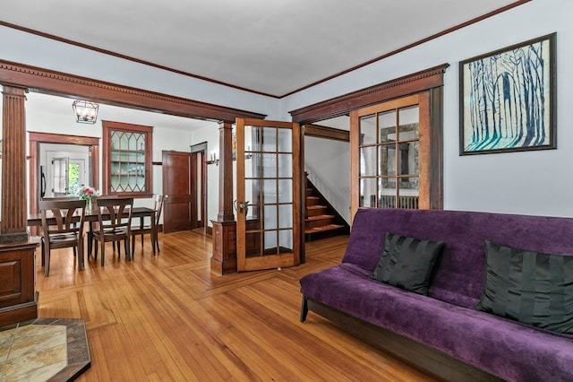 32 Thurston Ave Unit A, Newport, RI 02840 - living area featuring stairway and crown molding