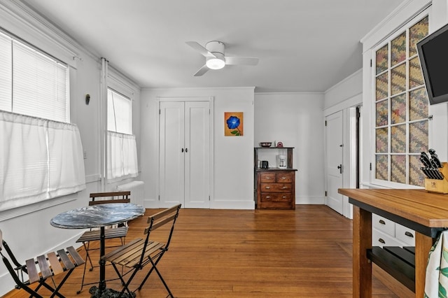 32 Thurston Ave Unit A, Newport, RI 02840 - dining room with wood finished floors and ceiling fan