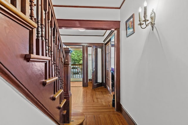 32 Thurston Ave Unit A, Newport, RI 02840 - hall featuring stairs and crown molding