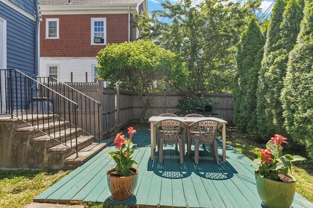 32 Thurston Ave Unit A, Newport, RI 02840 - deck featuring outdoor dining area and a fenced backyard