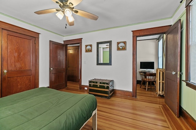 32 Thurston Ave Unit A, Newport, RI 02840 - bedroom with light wood-style floors, an office area, and ceiling fan