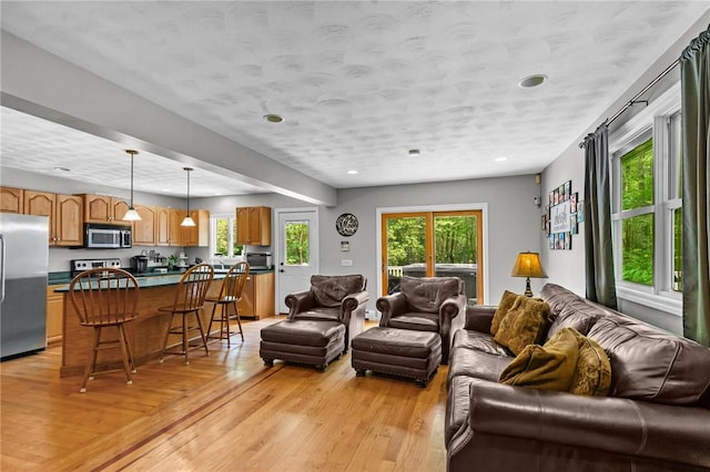 8 Anthony Rd, Foster, RI 02825 - living area featuring light wood finished floors and recessed lighting