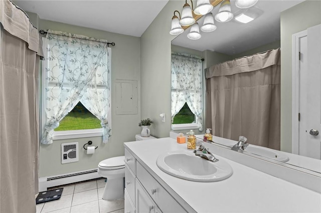8 Anthony Rd, Foster, RI 02825 - full bath featuring baseboard heating, tile patterned floors, vanity, and plenty of natural light