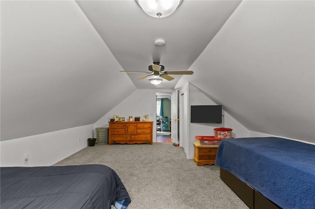 8 Anthony Rd, Foster, RI 02825 - bedroom with carpet flooring, vaulted ceiling, and a ceiling fan