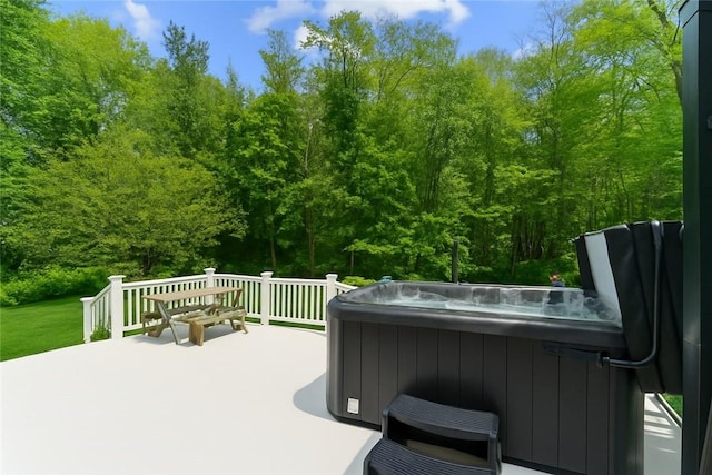8 Anthony Rd, Foster, RI 02825 - wooden deck with a hot tub and a patio