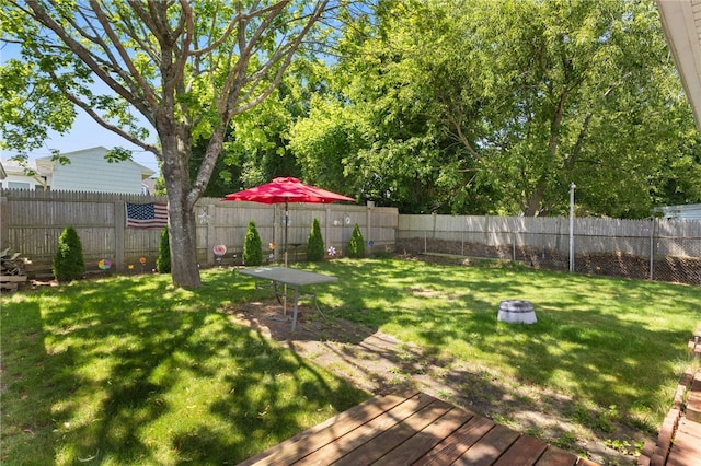 21 Cypress Ave, Tiverton, RI 02878 - fenced backyard with a wooden deck
