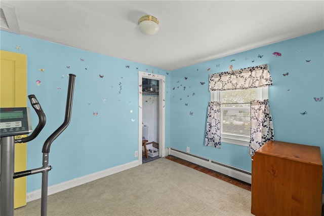 21 Cypress Ave, Tiverton, RI 02878 - exercise area featuring baseboard heating and carpet