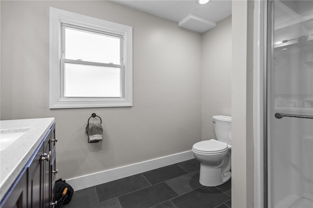 58 E St, West Warwick, RI 02893 - bathroom featuring a shower stall, vanity, and tile patterned floors