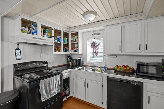 36 Dundas Ave, Warwick, RI 02889 - kitchen featuring black appliances, white cabinetry, and open shelves