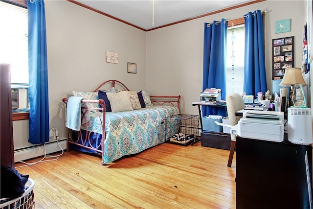 11 Branch Ave, Cranston, RI 02910 - bedroom featuring a baseboard radiator, ornamental molding, and wood finished floors