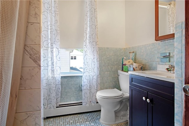 11 Branch Ave, Cranston, RI 02910 - full bathroom with vanity, tile walls, and a wainscoted wall