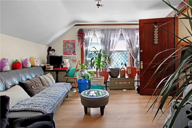 11 Branch Ave, Cranston, RI 02910 - living room featuring wood finished floors, vaulted ceiling, and a baseboard heating unit