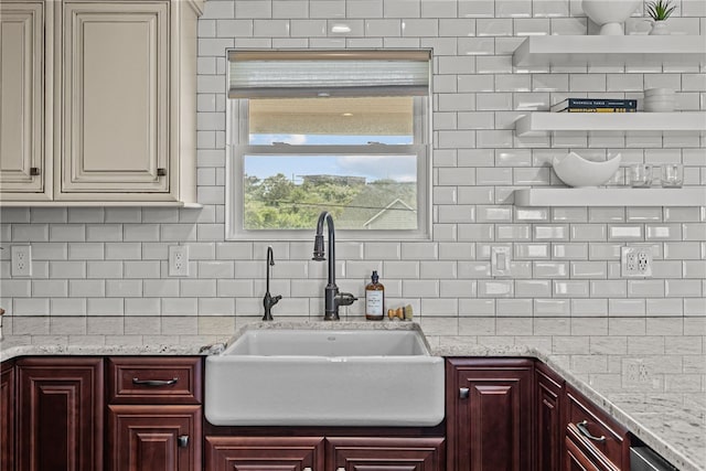 212 Round Pond Rd, Little Compton, RI 02837 - kitchen with tasteful backsplash and light stone counters