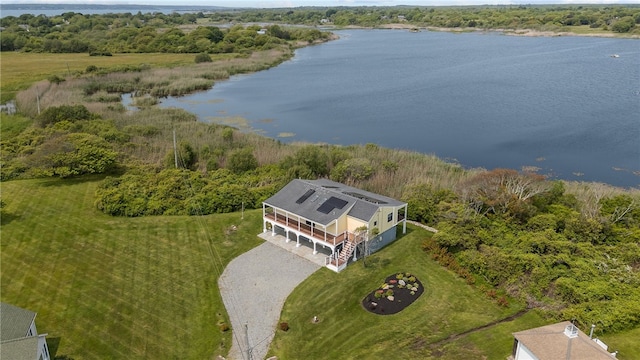 212 Round Pond Rd, Little Compton, RI 02837 - view from above of property featuring a nearby body of water and a forest