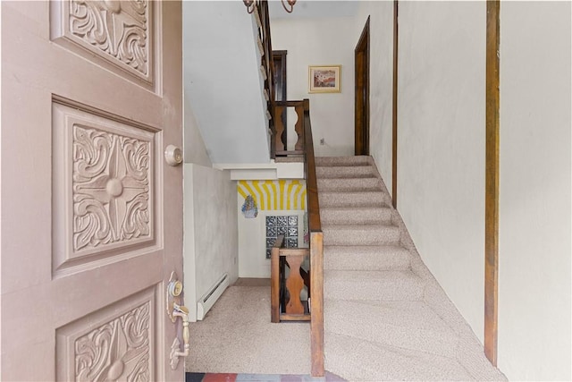 129 Academy Ave, Providence, RI 02908 - stairs featuring a baseboard radiator