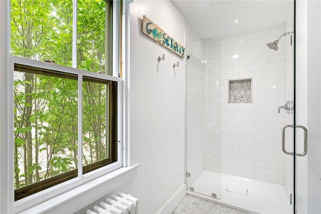 47 Second St, Newport, RI 02840 - full bath featuring healthy amount of natural light, a stall shower, and radiator