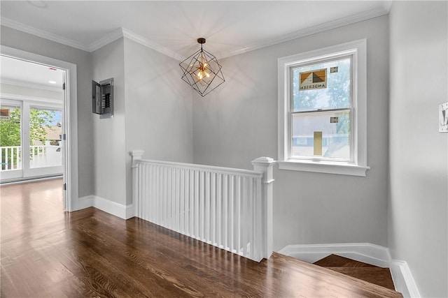 201 Bellman Ave, Warwick, RI 02889 - spare room featuring wood finished floors, a chandelier, and crown molding
