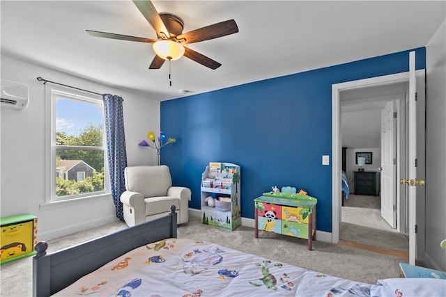 93 E Main Rd, Portsmouth, RI 02871 - carpeted bedroom with a wall unit AC and ceiling fan