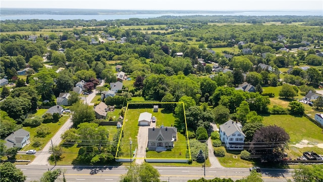 93 E Main Rd, Portsmouth, RI 02871 - aerial perspective of suburban area with property boundaries highlighted